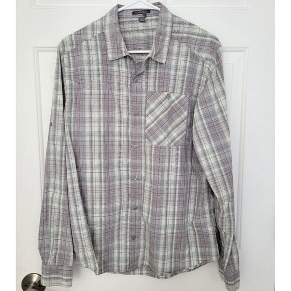 Toad & Co Mens M Surveyor Button Front Shirt Plaid Nylon Tencel Hiking Camping - Picture 1 of 7